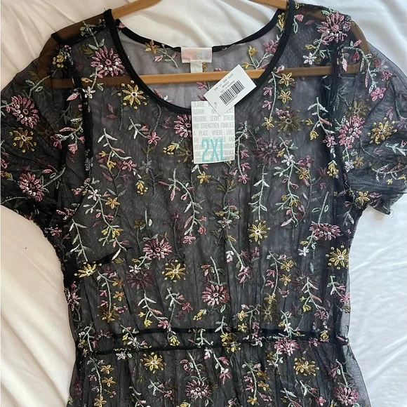 LuLaRoe | Dresses | Nwt Lularoe Deanne Ii Floral Embroidered Sheer Mesh  Layering Maxi Dress 2xl | Poshmark